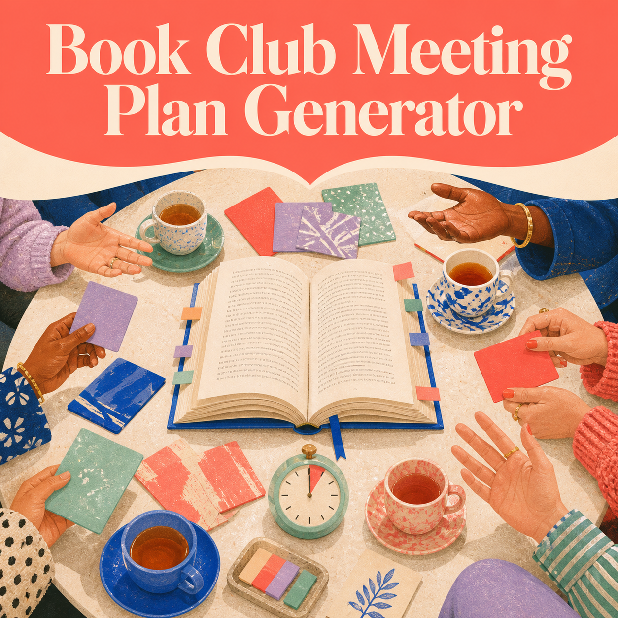 Book Club Meeting Plan Generator cover for creating one structured meeting plan
