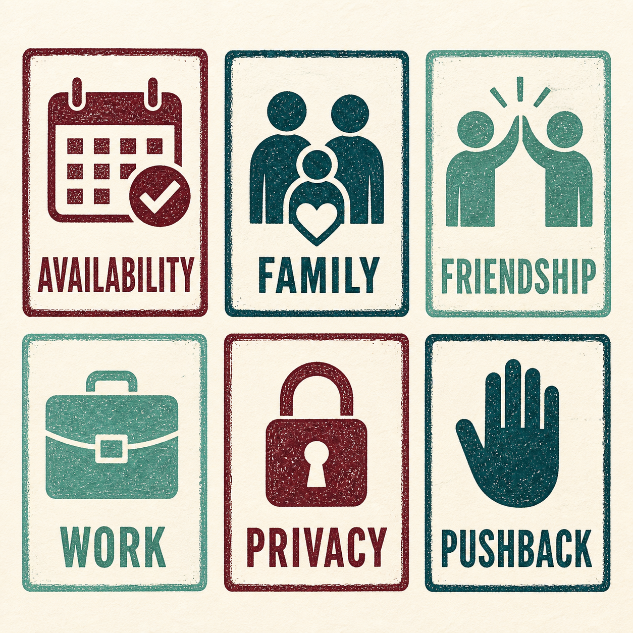 Topics covered in the Boundaries & Saying No Prompt Pack