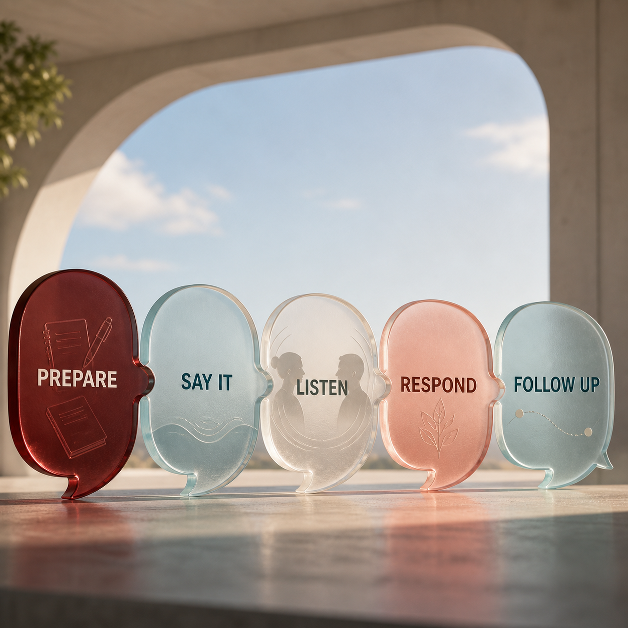 Boundary Conversation Generator prepare, say it, listen, respond, and follow up method