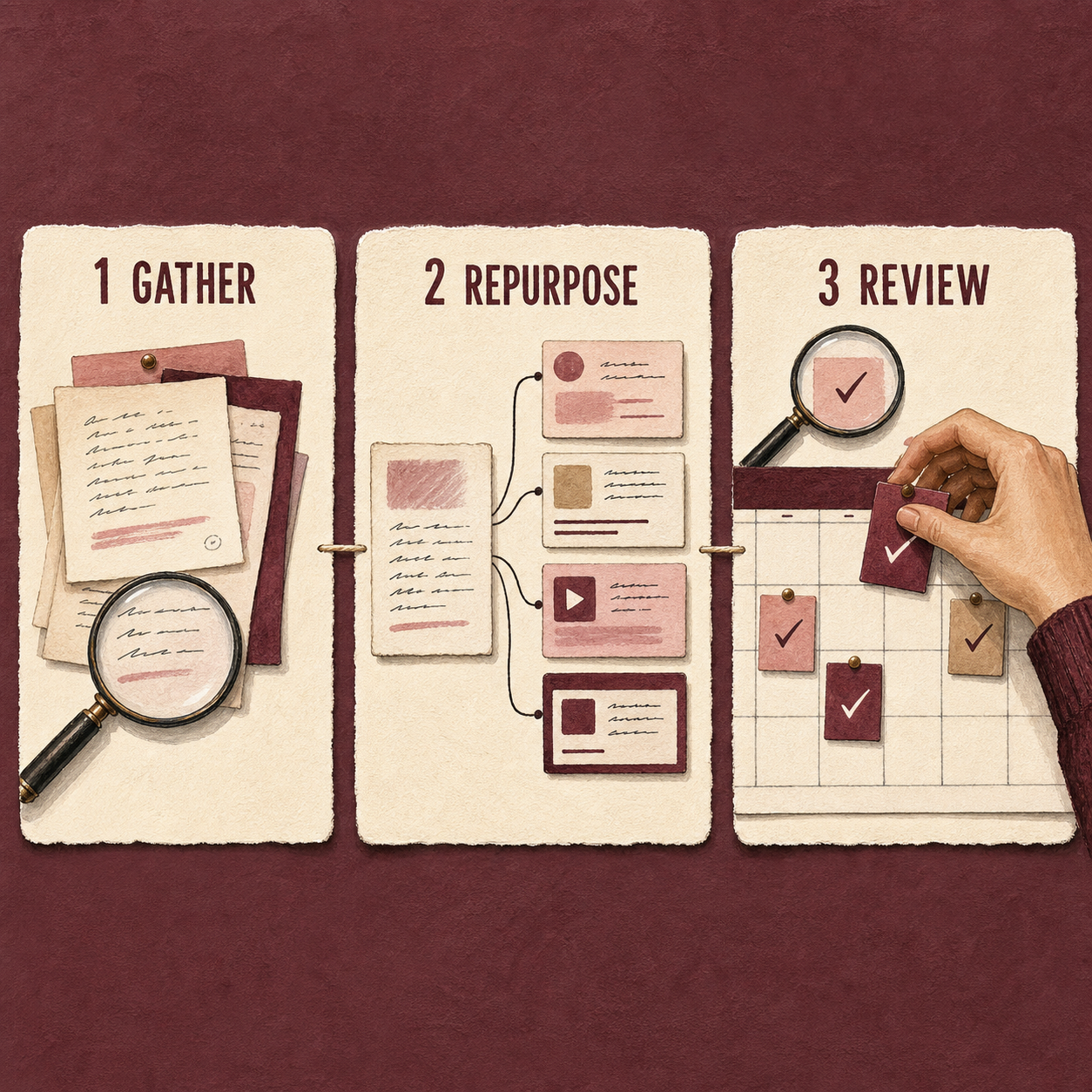 Brand Voice & Content Repurposing | AI Workflow Toolkit illustrated planning method