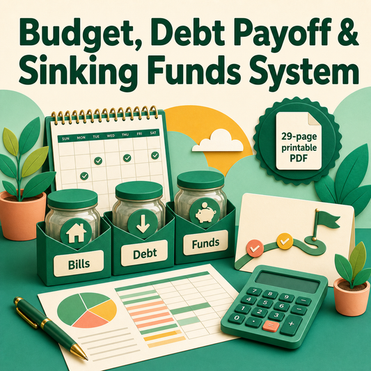 Budget, Debt Payoff & Sinking Funds System printable workbook cover