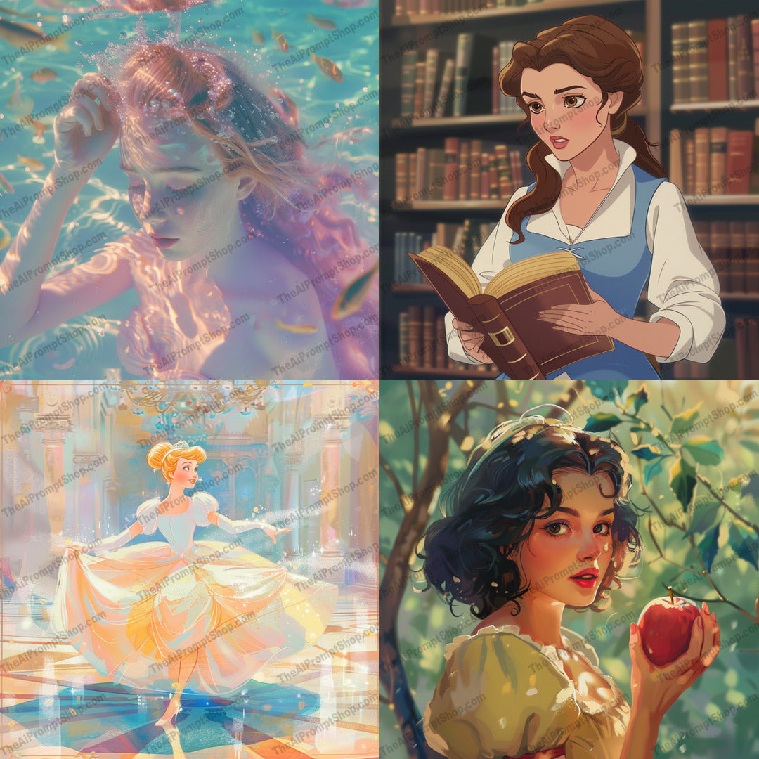 Fairy Tale Characters AI MidJourney Image Prompt, 9039 Character Art, midjourney, fairy tale, dreamy, whimsical, magical, ethereal, nostalgic, fantastical, storybook, character art, princess, underwater, library, ballroom, forest, fantasy, classic tales, illustration, artwork, decor, imaginative, childhood, Midjourney, Ai, Ai Image Prompt, Image Prompt, Prompt