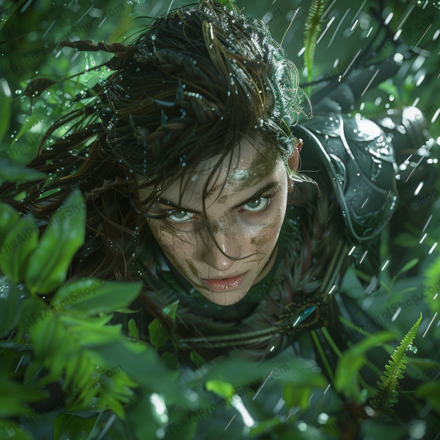 Mystic Forest Warrior AI MidJourney Image Prompt, 9573 Character Art, midjourney, mystic, forest, warrior, nature, serenity, power, human, strength, mystical, greenery, detailed, vibrant, rain, leaves, armor, rainforest, immersive, fantasy, epic, adventure, heroic, Midjourney, Ai, Ai Image Prompt, Image Prompt, Prompt