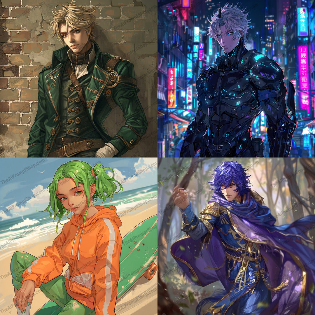 Character Art Compilation AI MidJourney Image Prompt, 9610 — Experience the diverse styles of character art, showcasing intricate details, vivid colors, and… — cover image