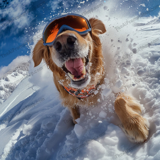 Snow Dogs in Action AI MidJourney Image Prompt, 9242 Animals, midjourney, dog, snow, winter sports, action, adventure, mountains, skiing, goggles, slope, dynamic, thrill, nature, outdoors, cold, fun, energy, speed, motion, happy, playful, Midjourney, Ai, Ai Image Prompt, Image Prompt, Prompt