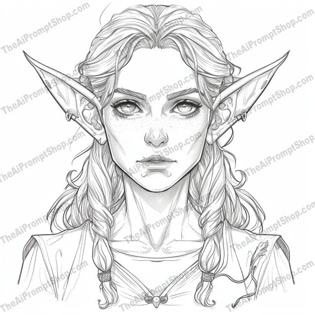 Fantasy Character Line Art AI MidJourney Image Prompt, 8316