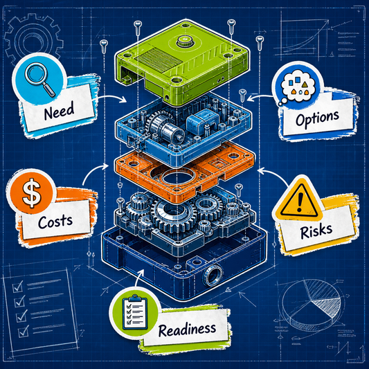 Illustrative overview of investment need, options, costs, risks, and implementation readiness.