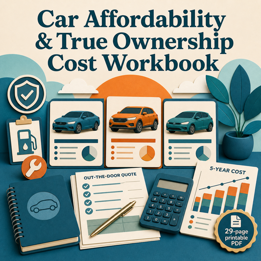Car Affordability & True Ownership Cost Workbook printable workbook cover