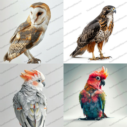 Elegant Bird Portraits AI MidJourney Image Prompt, 8736 Animals, midjourney, bird, portrait, wildlife, nature, feathers, elegant, beauty, vibrant, avian, detailed, close-up, colorful, photorealistic, artistic, majestic, ornithology, birdwatching, fine art, decor, graceful, Midjourney, Ai, Ai Image Prompt, Image Prompt, Prompt