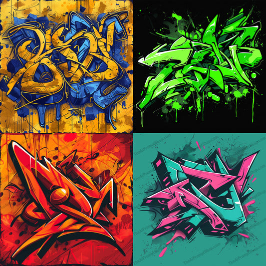 Vibrant Graffiti Art AI MidJourney Image Prompt, 8760 Animation & Cartoons, midjourney, graffiti, street art, urban, vibrant, bold colors, artwork, dynamic, intricate designs, spray paint, modern art, abstract, colorful, expressive, creative, visual art, urban culture, contemporary, edgy, graffiti style, artistic, Midjourney, Ai, Ai Image Prompt, Image Prompt, Prompt