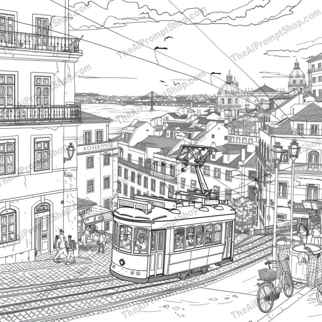 European Cityscapes Coloring Page AI MidJourney Image Prompt, 8901 Coloring Pages, midjourney, European cityscapes, coloring page, detailed illustration, architecture, urban scene, street life, tramways, historic buildings, charming alleys, coloring enthusiasts, art lovers, sketch, line art, travel inspiration, cultural heritage, city charm, vintage vibe, artistic expression, pen and ink, metropolitan, Midjourney, Ai, Ai Image Prompt, Image Prompt, Prompt