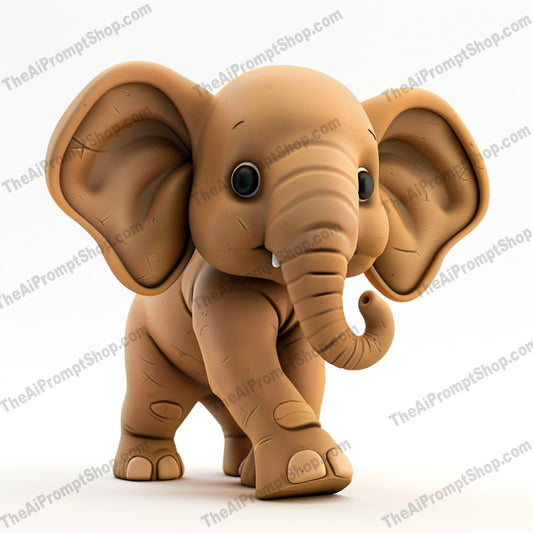 Cute Animals in 3D AI MidJourney Image Prompt, 9483 Isometrics & Icons, midjourney, 3D, elephant, cute, adorable, baby elephant, character, animation, cartoon, render, animal, wildlife, big eyes, expressive, playful, endearing, digital art, illustration, kids, children, fun, friendly, Midjourney, Ai, Ai Image Prompt, Image Prompt, Prompt