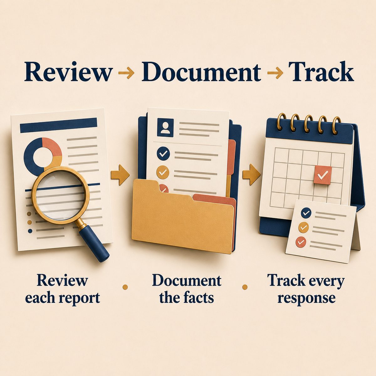 Credit Report Review & Dispute Organizer three-step workflow overview