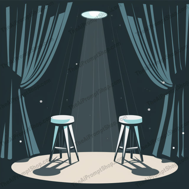 Theater Stage Background AI MidJourney Image Prompt, 8750 Animation & Cartoons, midjourney, theater, stage, vintage, illustration, curtains, velvet, spotlights, dramatic, furniture, performance, talk show, classic, elegant, cozy, nostalgia, sophistication, artwork, seating, lighting, interior, Midjourney, Ai, Ai Image Prompt, Image Prompt, Prompt