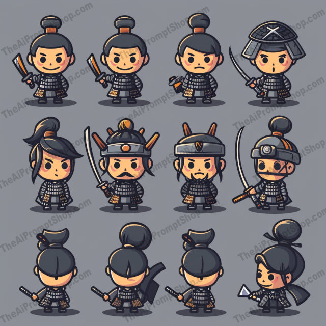 Chibi Character Collection AI MidJourney Image Prompt, 9253 Character Art, midjourney, chibi, character, astronaut, ninja, samurai, wizard, cute, cartoon, kawaii, exaggerated features, vibrant colors, creative, design, artwork, illustration, adorable, digital art, collectible, whimsical, playful, fun, Midjourney, Ai, Ai Image Prompt, Image Prompt, Prompt