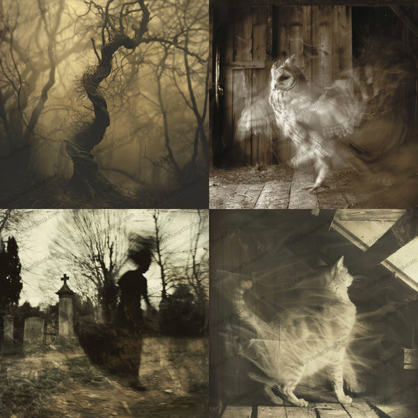Ethereal haunted portraits in a vintage style created from an AI image prompt.
