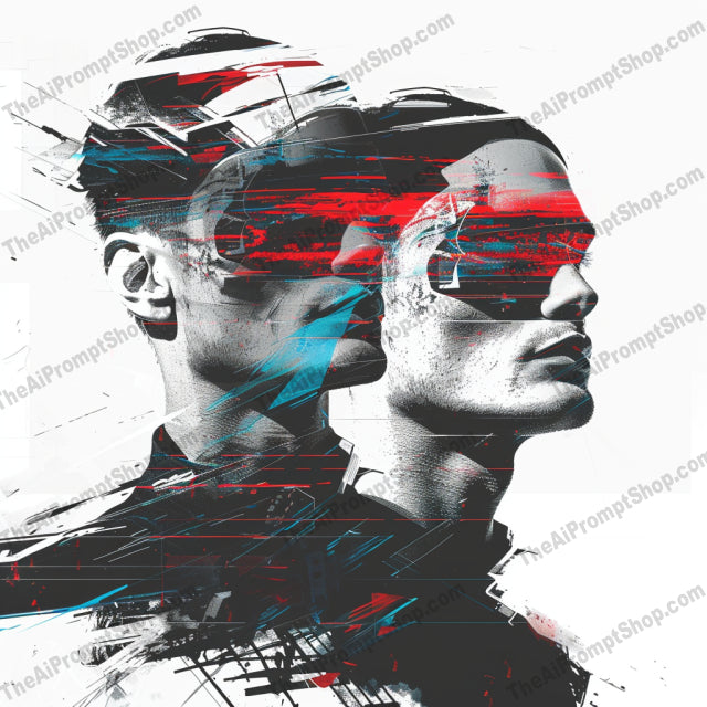Glitched Portrait Art AI MidJourney Image Prompt, 8649abstract, Ai, Ai Image Prompt, artistic, color streaks, contemporary, creative, decor, digital art, distorted, edgy, futuristic, glitch, glitch effect, Image Prompt, innovation, midjourney, modern, portrait, portrait art, Portraits & People, Prompt, stylized, technology, vibrant, visual art
