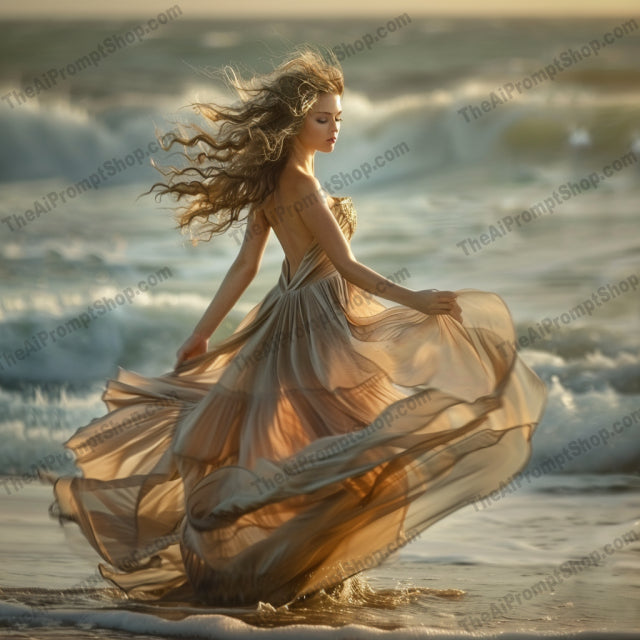 Ethereal Beach Fashion AI MidJourney Image Prompt, 9097 Landscapes & Paintings, midjourney, beach fashion, ethereal, elegant, graceful, flowy dresses, coastal style, dreamy, serene, tranquil, beautiful, summer fashion, chic, bohemian, ocean, seaside, model, artistic, romantic, sunset, nature, Midjourney, Ai, Ai Image Prompt, Image Prompt, Prompt