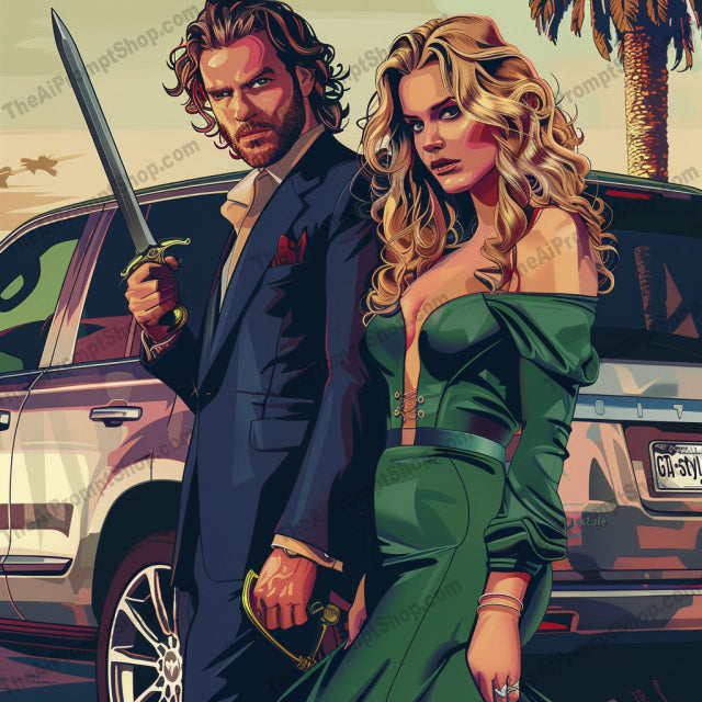Character Art with Vehicles and Weapons AI MidJourney Image Prompt, 9516 Character Art, midjourney, Character Art, Vehicles, Weapons, Stylized Art, Bold Colors, Dramatic, Intense, Dynamic Poses, Vibrant, Intricate Details, Cinematic, Strong Personalities, Motorcycle, Guns, Swords, Fashionable Clothing, Action, Modern, Urban, Individuals, Midjourney, Ai, Ai Image Prompt, Image Prompt, Prompt