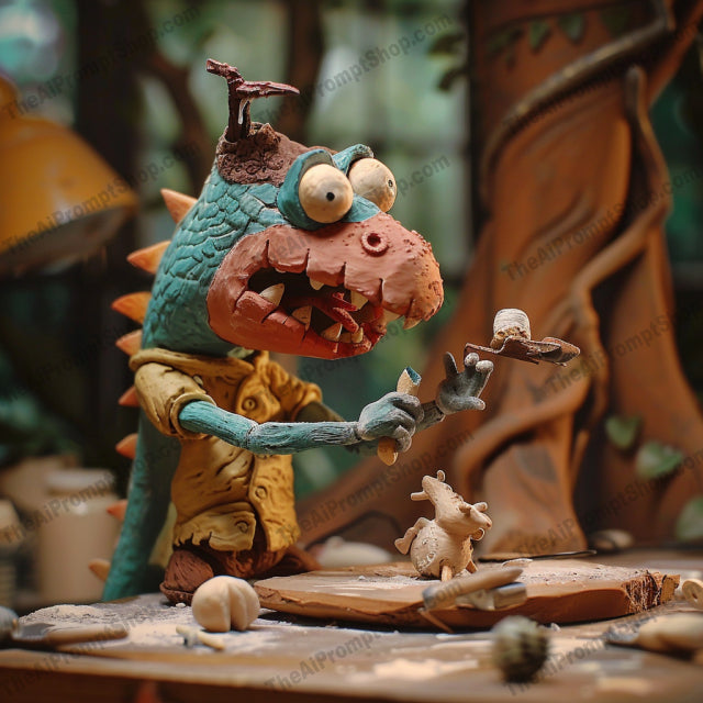 AI MidJourney Image Prompt, Claymation Curiosities, 5143