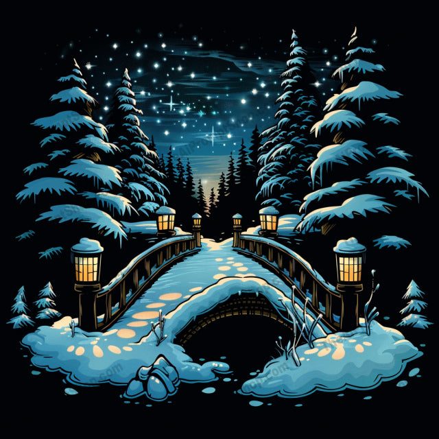 Winter Wonderland AI MidJourney Image Prompt, 9014 Landscapes & Paintings, midjourney, winter, wonderland, snow, cabin, ice rink, castle, bridge, night sky, stars, holiday, christmas, festive, landscape, illustration, digital art, snowy scene, cozy, enchanted, magical, serene, Midjourney, Ai, Ai Image Prompt, Image Prompt, Prompt