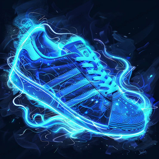 Glowing Sneakers Art AI MidJourney Image Prompt, 9464 Clothing, Fashion & Accessories, midjourney, sneakers, glowing, futuristic, modern art, neon lights, dynamic, fashion, footwear, graphic design, vibrant colors, energy, sneaker art, modern fashion, illuminated sneakers, artistic rendering, bright lights, stylized footwear, futuristic art, contemporary design, neon art, Midjourney, Ai, Ai Image Prompt, Image Prompt, Prompt