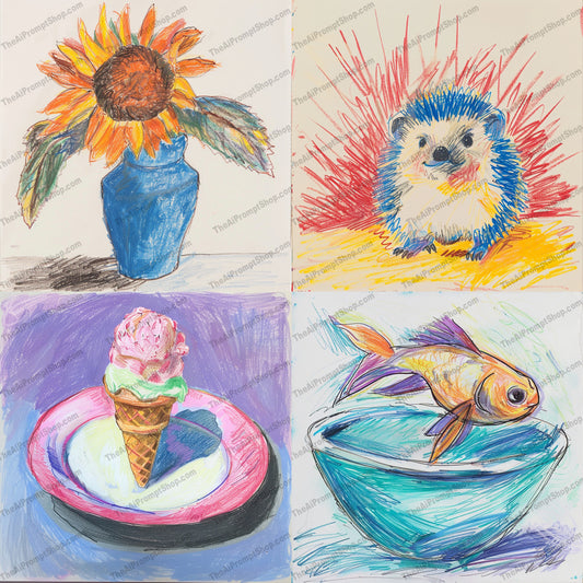 Colorful illustrations in a storybook style created from an AI image prompt.