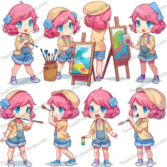 Chibi Character Illustrations AI MidJourney Image Prompt, 9423 Anime, midjourney, chibi, cute, character, illustration, adorable, art, painting, gardening, music, scientist, emotions, outfits, colorful, fun, creative, anime-style, kawaii, children, activities, expressive, Midjourney, Ai, Ai Image Prompt, Image Prompt, Prompt