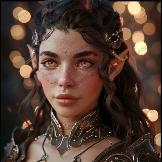 Fantasy Elf Portrait AI MidJourney Image Prompt, 9006 Fantasy, midjourney, fantasy, elf, portrait, detailed, armor, mystical, ethereal, bokeh, background, accessories, character design, fantasy character, elven, magic, enchanted, imaginary, mythical, legend, warrior, adventure, Midjourney, Ai, Ai Image Prompt, Image Prompt, Prompt