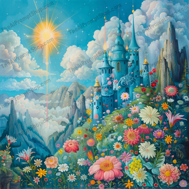 Fantasy Floral Castle AI MidJourney Image Prompt, 8358