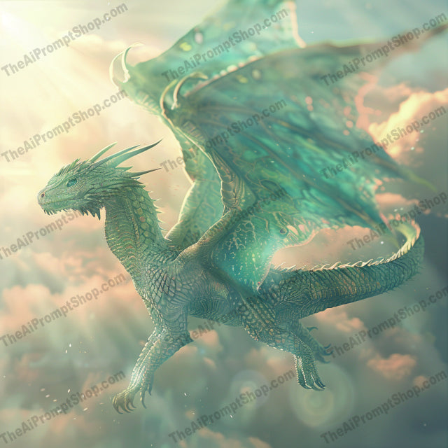 Fantasy Creatures and Dreamy Scenes AI MidJourney Image Prompt, 9623 — A stunning and ethereal artwork showcasing a dragon, a graceful unicorn, an elegant peacock, and a… — product preview image 1