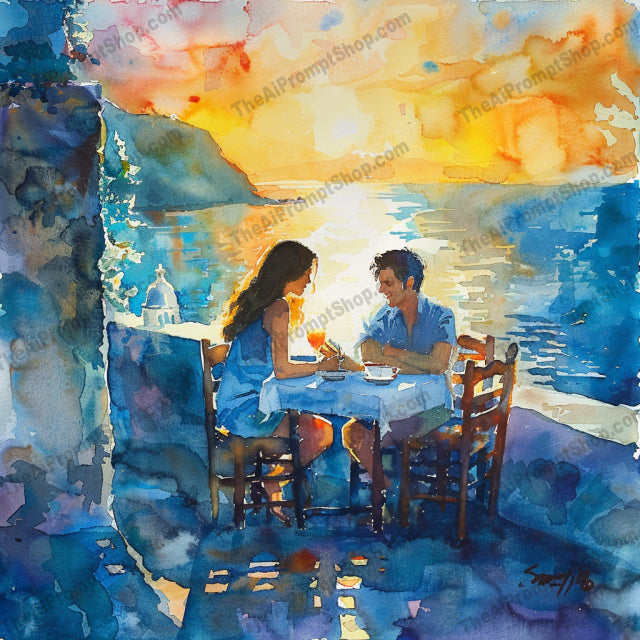 Romantic Couples at Cafes AI MidJourney Image Prompt, 8849 Isometrics & Icons, midjourney, romantic, couples, cafe, watercolor, intimate, moments, love, picturesque, scenic, settings, art, cityscape, sunset, nature, dining, outdoors, restaurant, night, day, autumn, Midjourney, Ai, Ai Image Prompt, Image Prompt, Prompt