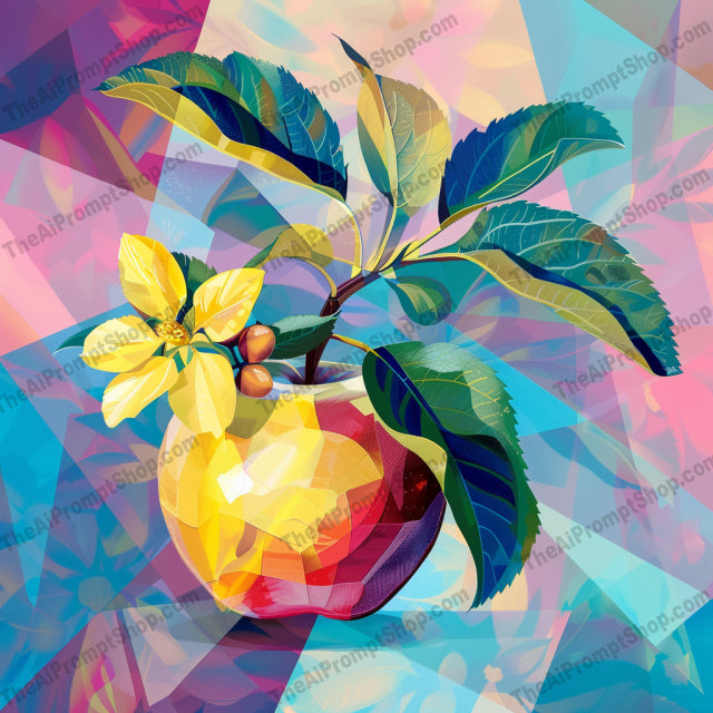 Vibrant Fruit and Floral Art AI MidJourney Image Prompt, 8791 Florals, midjourney, vibrant, digital painting, colorful, fruit, floral, geometric patterns, bold, lively, dynamic, eye-catching, art, decor, modern, tropical, bright, fruit art, floral art, nature, contemporary, abstract, Midjourney, Ai, Ai Image Prompt, Image Prompt, Prompt