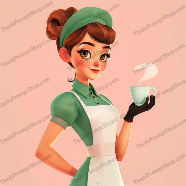 Retro Waitresses AI MidJourney Image Prompt, 9205 Portraits & People, midjourney, retro, waitress, illustration, vintage, diner, mid-20th century, nostalgia, uniform, stylish, character, artwork, vibrant, charming, poised, aesthetic, culture, 1950s, classic, feminine, service, Midjourney, Ai, Ai Image Prompt, Image Prompt, Prompt