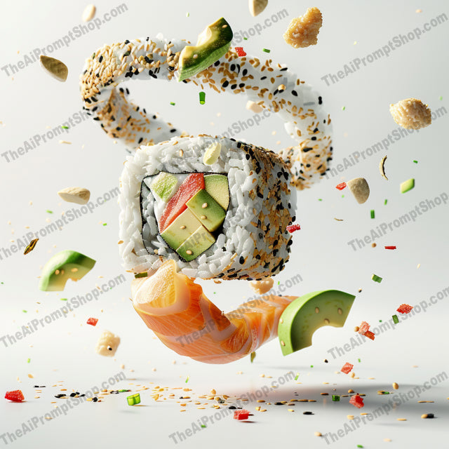 Dynamic Food Explosion Art AI MidJourney Image Prompt, 8348