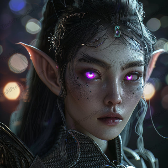 Fantasy Elf Portrait AI MidJourney Image Prompt, 9006 Fantasy, midjourney, fantasy, elf, portrait, detailed, armor, mystical, ethereal, bokeh, background, accessories, character design, fantasy character, elven, magic, enchanted, imaginary, mythical, legend, warrior, adventure, Midjourney, Ai, Ai Image Prompt, Image Prompt, Prompt