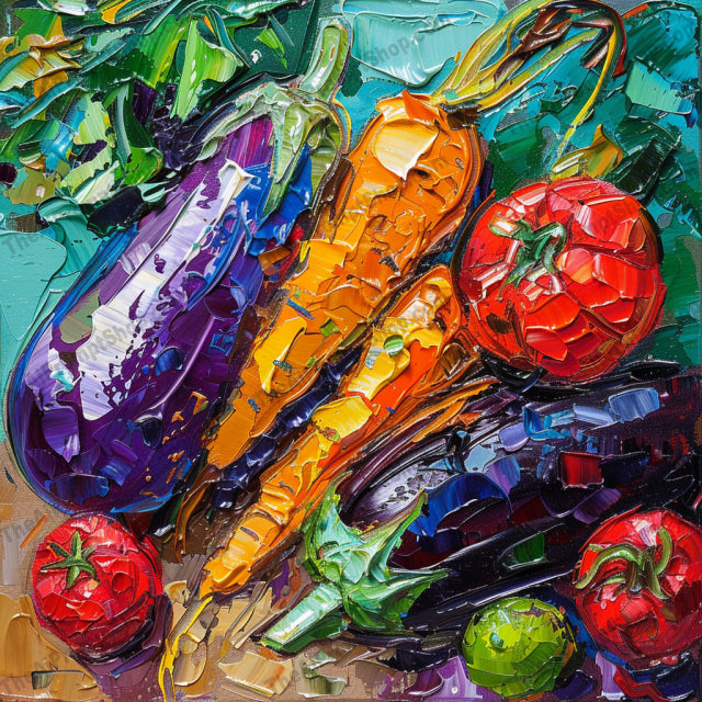 Vibrant Still Life Textured Oil Paintings AI MidJourney Image Prompt, 8099