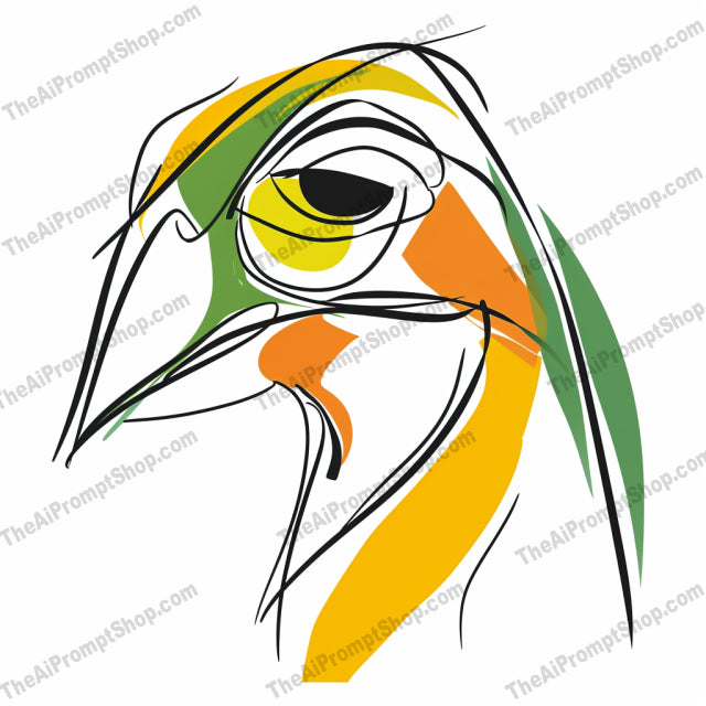Minimalist Line Art AI MidJourney Image Prompt, 9611 — A minimalist line art style featuring continuous lines with vibrant color blocks — product preview image 1