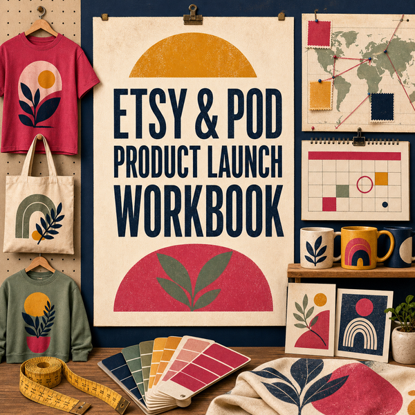 Etsy & POD Product Launch Workbook | AI Prompt Guide — Turn a product idea into a researched collection and launch plan — cover image