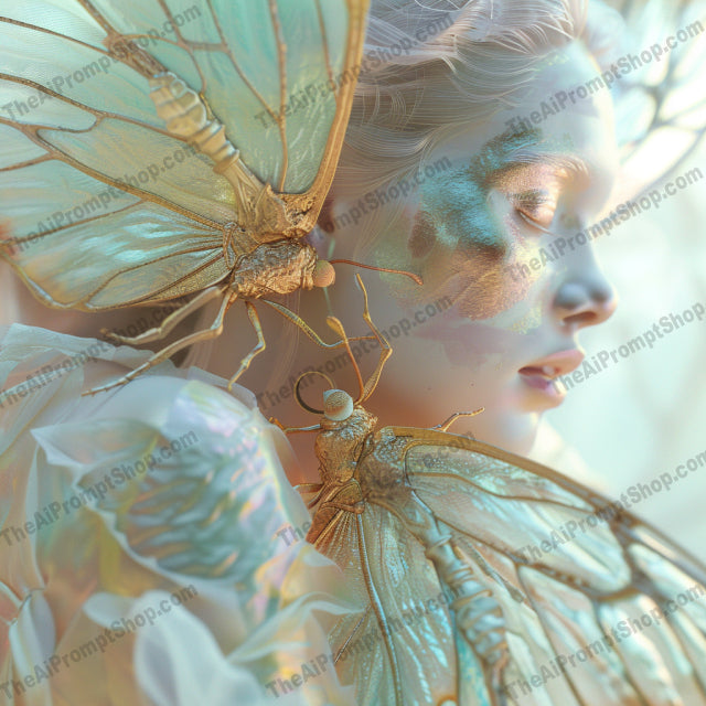 Ethereal Fantasy Dreamscapes AI MidJourney Image Prompt, 8034AI image prompts, artistic exploration, creative inspiration, creative prompts, delicate aesthetics, delicate floral art, enchanting art, ethereal fantasy art, fantasy dreamscapes, fantasy faces, fantasy-inspired art, fine art photography, golden butterflies, imaginative art, midjourney, mystical beauty, mystical scenes, serene visuals, surreal designs, whimsical designs