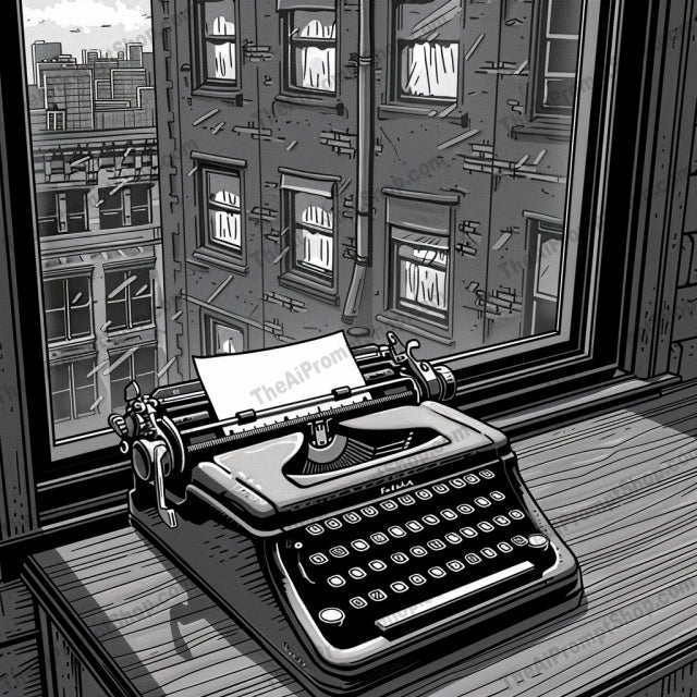 Vintage Window View Illustrations AI MidJourney Image Prompt, 9606 — A series of black and white illustrations highlighting vintage items and urban window views — product preview image 2