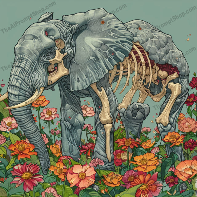 Floral Skeleton Animal Art AI MidJourney Image Prompt, 8675 Animals, midjourney, floral, skeleton, animal, art, illustration, vibrant, colorful, detailed, whimsical, anatomical, nature, fantasy, decorative, unique, creative, flowers, animals with flowers, nature illustration, skeleton art, fantasy art, Midjourney, Ai, Ai Image Prompt, Image Prompt, Prompt