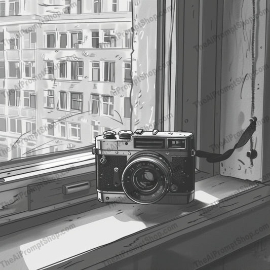 Vintage window view illustrations in a vintage-inspired style created from an AI image prompt.