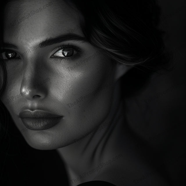 Dark & Mysterious Portrait AI MidJourney Image Prompt, 9603 — A captivating portrait in dark and mysterious tones, focusing on hair and texture — product preview image 1