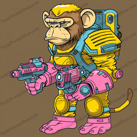 Cyborg Monkeys in Battle Suits AI MidJourney Image Prompt, 8707 Futuristic, midjourney, cyborg, monkey, battle suit, futuristic, robotic, animal, vibrant colors, intense design, creative, playful, fierce, curiosity, futuristic fashion, high-tech, cyberpunk, sci-fi, combat gear, mechanical, advanced technology, hybrid design, Midjourney, Ai, Ai Image Prompt, Image Prompt, Prompt