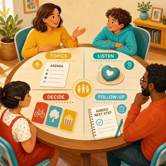 Family Meeting Toolkit visual overview showing the toolkit's practical planning areas.