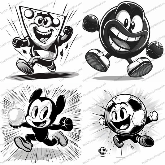 Cartoon Style Characters AI MidJourney Image Prompt, 9577 Animation & Cartoons, midjourney, cartoon, character design, animation, action pose, playful, fun, dynamic, line art, black and white, illustration, comic style, classic, timeless, enthusiasts, artistic, creative, whimsical, vibrant, energetic, character illustration, Midjourney, Ai, Ai Image Prompt, Image Prompt, Prompt