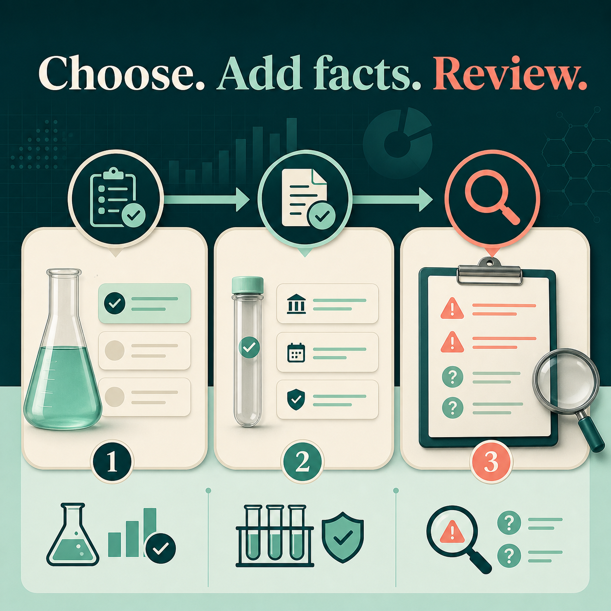 Finance data review method for choosing a prompt adding approved facts and reviewing issues