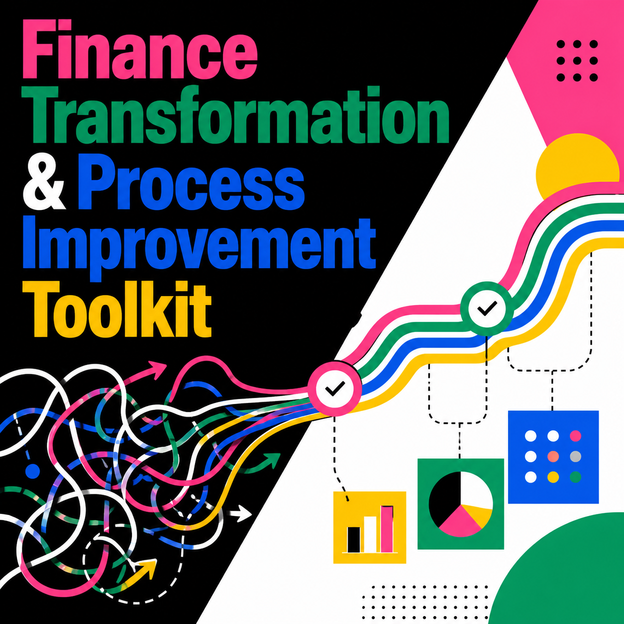 Finance Transformation and Process Improvement Toolkit for mapping work, designing improvements, and tracking adoption.