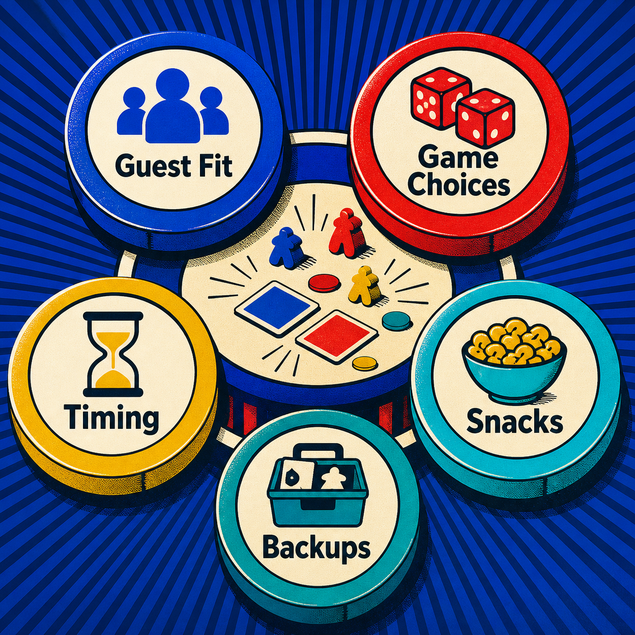 Game Night Host System illustrated contents overview